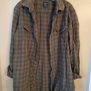 Forest Green Plaid Flannel Shirt (Faded Glory)
